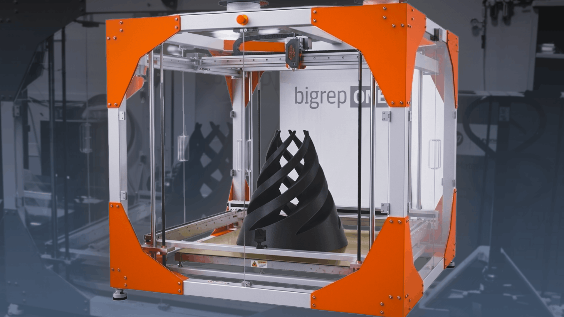 Impac Additive's BigRep One, large format printer, with a large, cone-shaped object being printed.