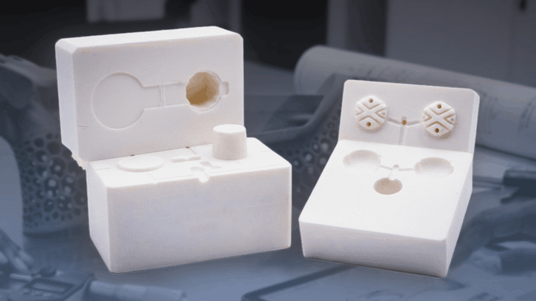 Two ceramic injection molds 3D printed by IA3D using their precision photopolymer capabilities