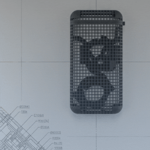 One of IA3D's 3D-printed parts kit (small parts printed INSIDE 3D-printed package with pull-tab opener)