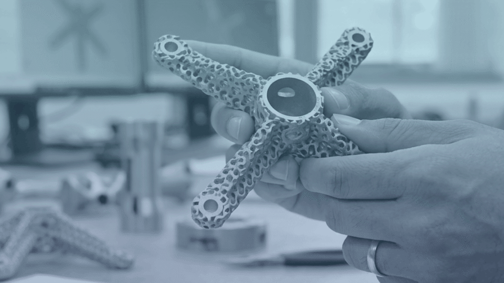 Prototype of a metal 3D-printed bracket produced by IA3D